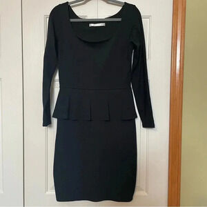 Susana Monaco Black Long Sleeve Peplum Waist Dress